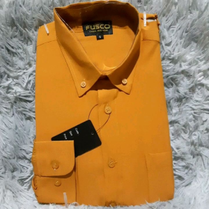 COD✅FUSCO kemeja pria formal warna kuning mustrad/kuning kunyit kemeja polos lengan panjang