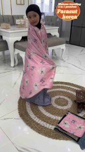 Mukena Traveling Anak 4-10 Tahun Bahan Parasut Korea Motif Bunga & Polos Free Sejadah