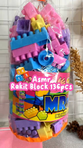 MAINAN ANAK BLOCK BALOK BESAR SUSUN BONGKAR PASANG ISI 136 PCS KEMASAN POUCH