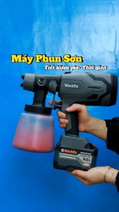 HOT Súng Máy phun sơn Mini Dùng pin WORKFIX WF-SG800ML 650ml/p Bình 800ml Sơn Nước Và Sơn Dầu