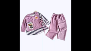 Setelan Anak Perempuan Talivers Labubu / Setcel Anak Perempuan Kombinasi SalurBunga Dan Knit / Setcel Labubu