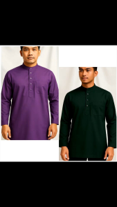 KURTA RAYA EKSKLUSIF SWISS COTTON SLIM FIT LENGAN PANJANG jahitan kemas & rapi