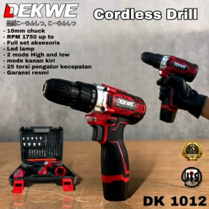 Bor Baterai Drill Cordless Type 12V Doble Baterai Fast Charging Lengkap Koper & Aksesoris