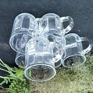 6biji gelas gagang mewah/gelas kopi bahan kaca tebal