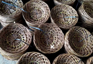 Piring Lidi Anyaman Piring Lidi Anyam Kelapa Piring makan piring Saji Piring Rotan Tradisional Mangkuk Bulat