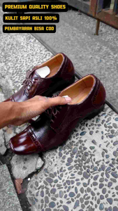 SEPATU PANTOFEL FORMAL SEPATU OXFORD PRIA KULIT SAPI 100% KODE 6031 MARUN ( PRODUKSI SENDIRI )