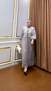 Gamis Model Plisket Ceruty Babydoll Premium Rompi Brukat