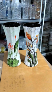 (Combo 2 cái)Lọ hoa gốm sứ bát tràng cao cấp hoạ tiết hoa sen/Bình cắm hoa eo thon