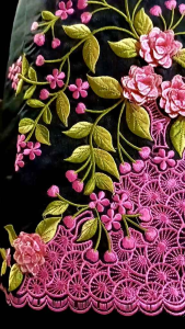 SETELAN BAJU KURUNG BORDIR BUNGA TIMBUL JALAR KERANCANG