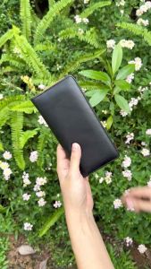 【กระเป๋าสตางค์ใบยาวหนังบาลอง】 กระเป๋าตังค์หนังวัวแท้พับได้ ช่องซิปเก็บเหรียญ 14 ช่อง มีบัตร