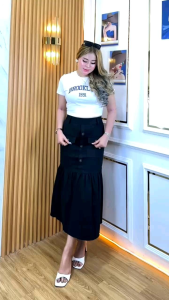 Rok Duyung Panjang Wanita Formal Korea Style Nyaman Tebal Elegant Regular