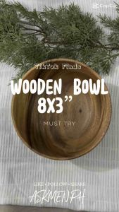 WOODEN BOWL (8x3 inches) | PREMIUM WOODEN RICE BOWL SOUP SALAD CEREAL BOWL | ACACIA WOOD