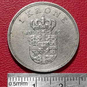 Koin Denmark Koleksi Kuno 1 krone Tahun 1962 BEKAS