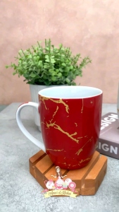 Mug bijian keramik motif marmer/marble emas 11 Oz 3 warna