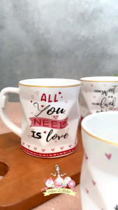 NEW!! Mug bijian keramik bucket merah putih love you