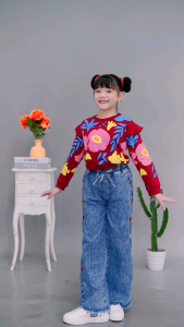 AMOILA SET - SETELAN ANAK KEKINIAN BY NIA RUMAISHA || MAT. ATASAN COTTON COMBAD || MAT. CELANA JEANS PINGGANG FULL KERUT