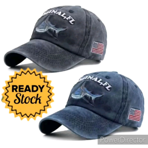 Topi Baseball Pria Wanita Jeans Denim 3D Shark FL Men Snapback Cap Hat Distro Import Gaya Keren