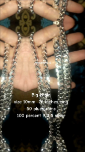 Silver Mens 10m/11m Chain Necklace - Thick Link Design - Polished Finish - Fashion Accessory - Displayed on Black Mannequin