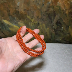 4.8mm Premium natural Waxi Nan Hong necklace / multi loops bracelet 优质天然瓦西南红項链多圈手链