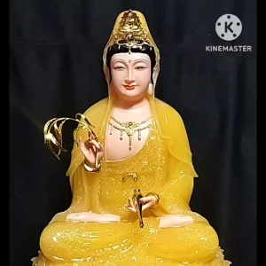 [ Cao 30 cm ] Tượng Quan Âm Bồ Tát Màu Vàng Thạch Anh - Hàng nhập khẩu