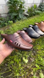 Maxsbay Shoes Sepatu Slop Pria Bahan Kulit Sapi Wl.84