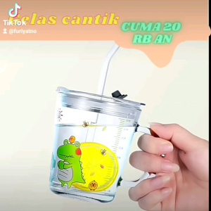 gelas minum susu jus mug anak gelas kaca anti tumpah mug kaca gelas cantik lucu
