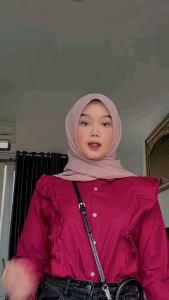 Yurim Blouse Ruffle Wanita Kemeja Linen Wanita Lengan Panjang