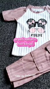 SETELAN CARGO ANAK PEREMPUAN BAHAN KNITH UNTUK USIA 1-10 TAHUN