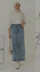 Theana Rok Jeans Panjang /Skirt Rok Span Wanita