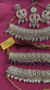 Kundan Necklace Earrings and Tikka Set