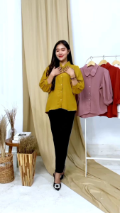 Blouse Elze Terbaru 2025 Termurah Atasan Remaja Abg Terkini Kemeja Wanita Korean Style Bahan Cringkel Premium Import