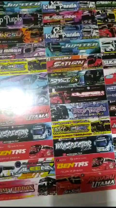 2 LEMBAR STIKER LOGO BUS BASURI MOTIF BARU ISI 45 / STIKER BUS BASURI  VIRAL / STIKER MOTIF BARU