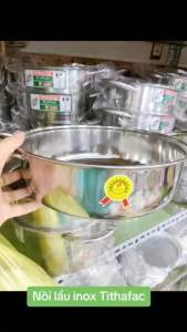 Nồi lẩu inox Tithafac nồi inox nấu lẩuchảo lẩu 2 quai đa năng tiện dụng