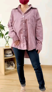 ●ECLAIRE● 04J Kemeja Oversize Jumbo Corduroy Casual Motif Bordir Smile 105