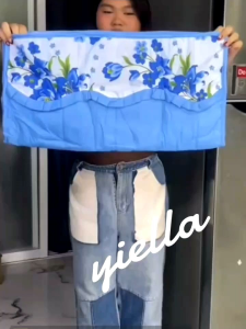 Light Blue Ref Cover or Fridge Top Cover made of Geena Fabric and US Katrina Fabric with Foam