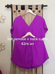 SET PENDEK V-NECK BAHAN AIRFLOW JUMBO