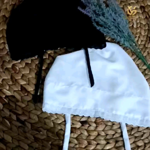 Ciput Umroh Haji Katun Kombinasi Renda Warna Hitam & Putih