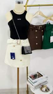 BJ - Rok + belt 1157 6 button 7 warna Import Bangkok