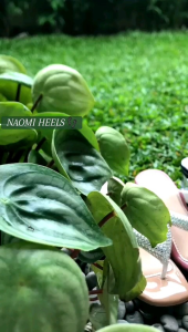 Sandal jepit hak kaca wanita 5 cm full permata import - NAOMI