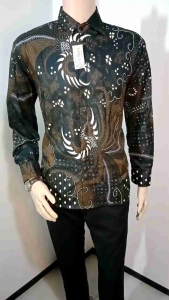 Kemeja batik pola manuk sogan lemah teles arta batik super KODE 008 baju batik lengan panjang pria batik modern 8.8 23 fashion busana muslim