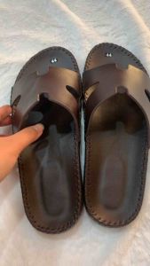 Dép quai ngang nam da bò cao cấp quai chữ H mã số M1