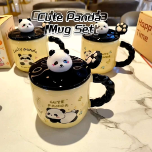 VTOM Cute Mug Coffee Cute Panda Cup Ceramic Mug Gift Cawan Comel Panda Gift Set For Woman Set Cawan Kopi 熊貓 杯子可愛