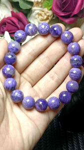 Charoite Crystal Stone Bracelet 11mm 紫龙晶超闪超美龙纹紫龙晶老矿无高温无染色纯天然手串 11mm