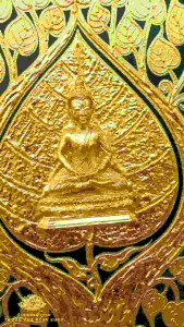 ภาพต้นโพธิ์โอบพระปางสมาธิ พื้นสีเขียว ขนาดW60H60cm รูปมงคลติดผนัง ภาพติดห้องพระ ภาพของขวัญเกษียณ