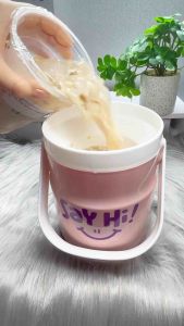 Bình Trà Sữa SAY HI 1L Nhựa PP Giữ Nhiệt Tốt Kèm Ống Hút Bình Giữ Nhiệt Hot Trend