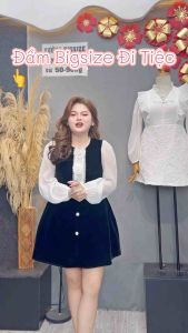 Đầm Nhung Bigsize 50-90KG Dễ Thương Tiểu Thư Nhẹ Nhàng Sang Chảnh Hack Dáng -D177- Ú Xinh Store (Đầm Nhung 3 Hoa Rời)