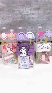Botol Minum Viral Dua Cara Minum Sedotan Tali Anak Sekolah Karakter Lucu/Botol Minum Sanrio/Botol Portabel Cangkir Minum Ganda Cangkir Jerami dengan Tali-tech 580 ml/Botol Air Minum 580ml Botol Anak Dual Fungsi Karakter Melody Kuromi Cinnamoroll