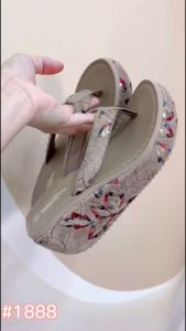 【JESSICASTORE】Korean Fashion Peep toe hand made Leather beach Wedge sandals slipers for women Elegance Casual High quality sandals flower mesh #1888
