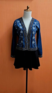 atasan blazer wanita biru tua denim jeans M L cewek MEWAH bordir lengan panjang cute outer