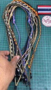 Y003 สายคล้องคอ ห้อยพระ ถักเชือก paracord 4มิล ตะขอเกี่ยวโลหะ SF อย่างดีแข็งแรง สายรูดปรับสั้น ยาวได้